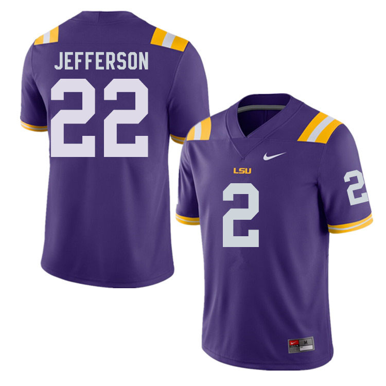 Men #2 Justin Jefferson LSU Tigers College Football Jerseys Sale-Purple